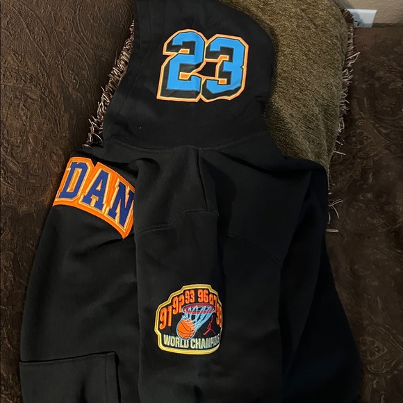 Jordan Boy’s Black Hoodie with Orange and Blue Accents - Picture 4 of 12